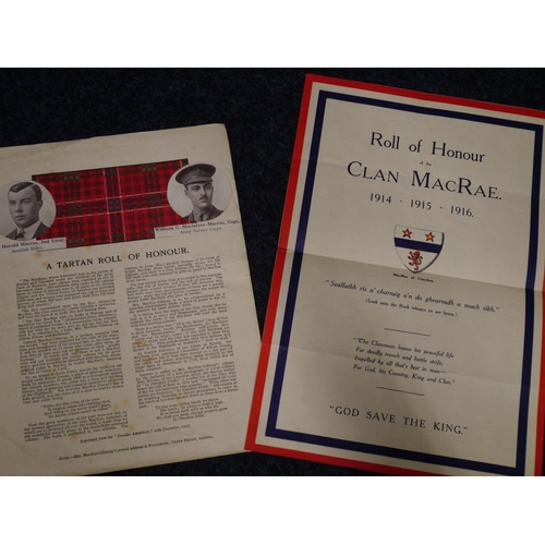 388 - MACRAE-GILSTRAP ELLA. The Clan MacRae: With Its Rolls of Honour And Of Service In The Great War. Sec... 