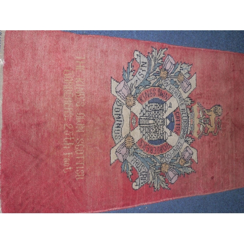 602 - Regimental rug,  KOSB 184cm x 97cm.