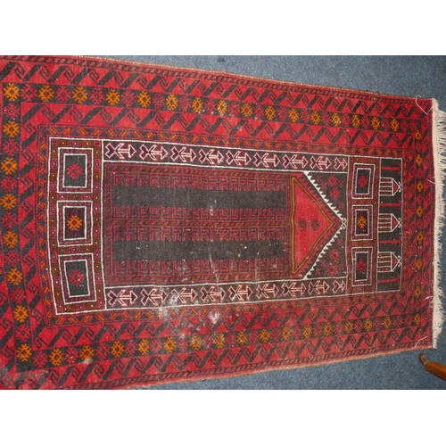 603 - Red ground Afghan tribal prayer rug,  150cm x 90cm.