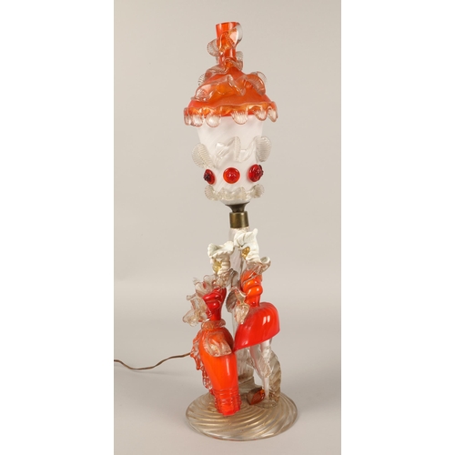 10 - Impressive Murano glass table lamp in the form of two characters in Venetian carnival style dress