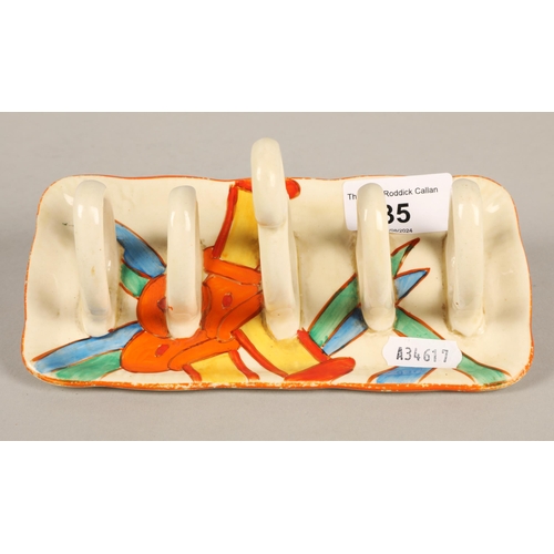 35 - Bizarre by Clarice Cliff Fantasque hand painted ceramic toast rack