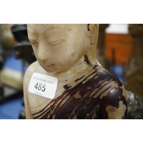 485 - Indian carved soapstone figure of Buddha, 33cm tall.