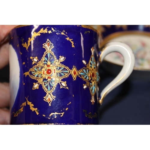 440 - Sevres porcelain cabinet cup and saucer with vignette depicting portrait of King Louis XIV, dated le... 