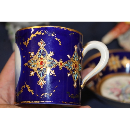 440 - Sevres porcelain cabinet cup and saucer with vignette depicting portrait of King Louis XIV, dated le... 