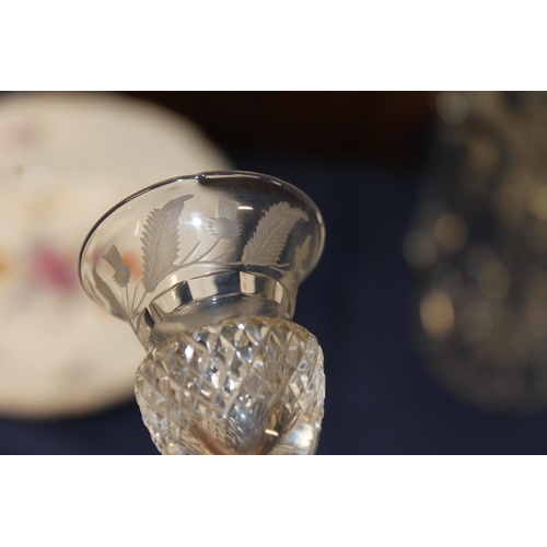 470 - Set of eight thistle shaped liqueur glasses with hobnail cut bowls, five various thistle shaped and ... 