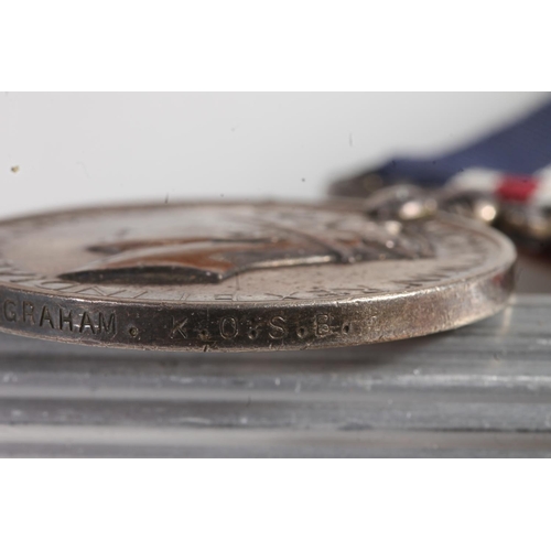 1474 - Medals of 3186402 Colour Sergeant A Graham MM of the Kings Own Scottish Borderers comprising George ... 