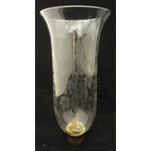 333 - Two pairs of glass trumpet vases decorated with applied Victorian-style scrolls and foliage, on whit... 