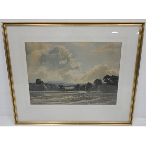 445 - Edwin Harris BWS (British, 1891 - 1968)Landscape scene, possibly Chanctonbury Signed, watercolour, 3... 