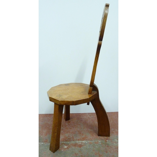 514 - Thomas 'Gnomeman' Whittaker of LittlebeckOak spinning chair, carved with a dragon to the backrest, w... 