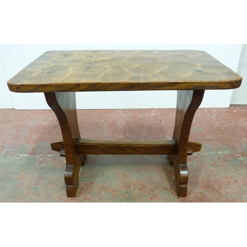 515 - Thomas 'Gnomeman' Whittaker of LittlebeckOak occasional table with carved gnome signature to the tre... 