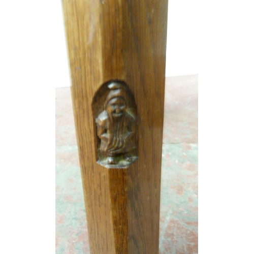 516 - Thomas 'Gnomeman' Whittaker of LittlebeckCircular oak stool inset with carved Yorkshire flowerhead, ... 