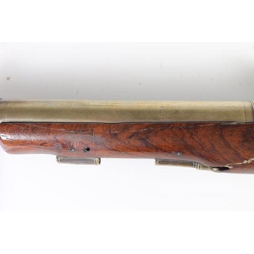 1700 - 18th century flintlock blunderbuss by John Horne of Hercules Row London, having 38cm long brass barr... 