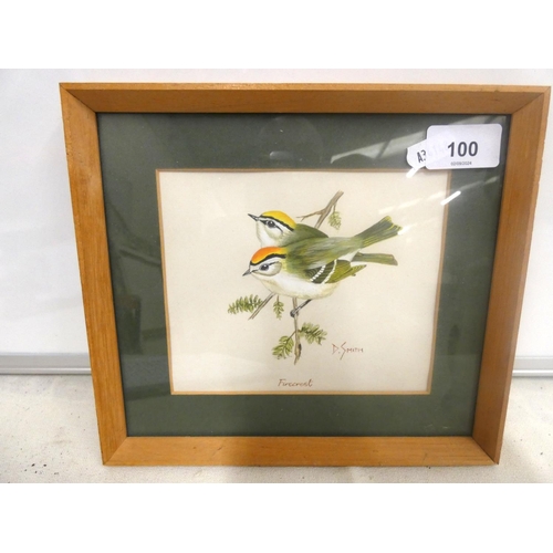 100 - D SmithFirecrest Signed, watercolour.