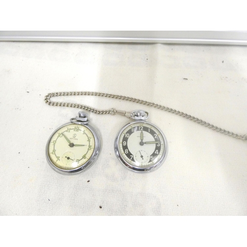 2 - Two vintage pocket watches including Services and Ingersoll. 