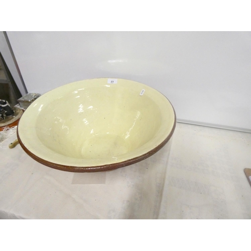 23 - Large stoneware dough mixing bowl.