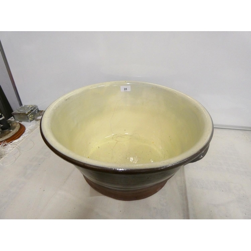 24 - Large stoneware dough mixing bowl a/f 42cm dia.