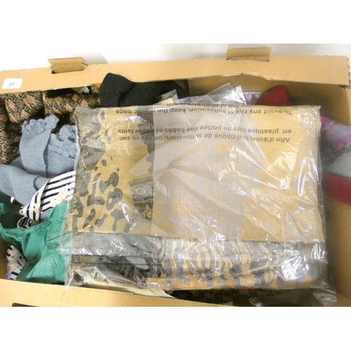 31 - Box of silk scraves and gloves.