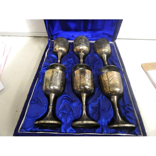 51 - Set of six EPNS goblets.