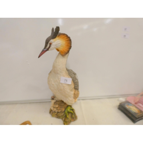 75 - Large Country Artist's, Great Crested Grebe with Grebeling.