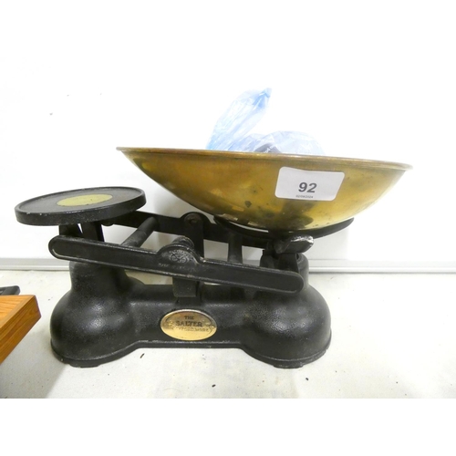 92 - Set of Salter kitchen scales and weights.