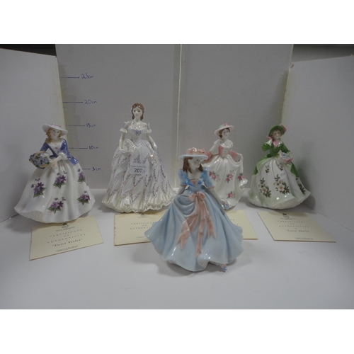 207 - Four Royal Worcester limited edition figures to include 'Sweet Rose', 'Sweet Violet', 'The Last Walt... 