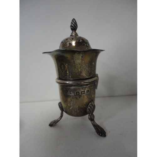 214 - Silver pepper pot, EP and plated ware to include a tea set, tray, basket and flatware etc (one shelf... 