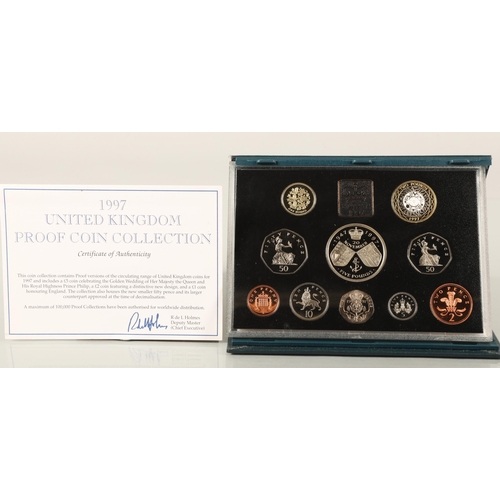 64 - Three Royal Mint United Kingdom Proof Coin Collection presentation sets to include 1996, 1997, 1999