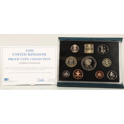 64 - Three Royal Mint United Kingdom Proof Coin Collection presentation sets to include 1996, 1997, 1999