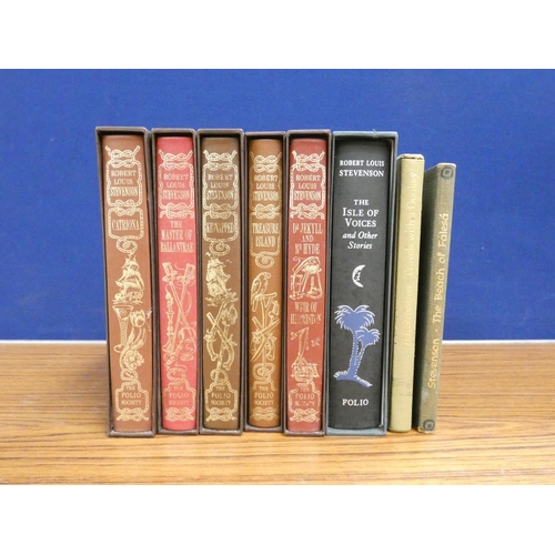 158 - FOLIO SOCIETY.  8 vols., R. L. Stevenson, mainly in slip cases (one slip case with heavy adhesions).... 