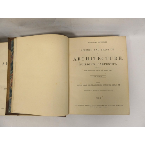 55 - LOMAX E. & GUNYON T. (Eds).  Nicholson's Dictionary of Architecture. 2 vols. Many eng.... 