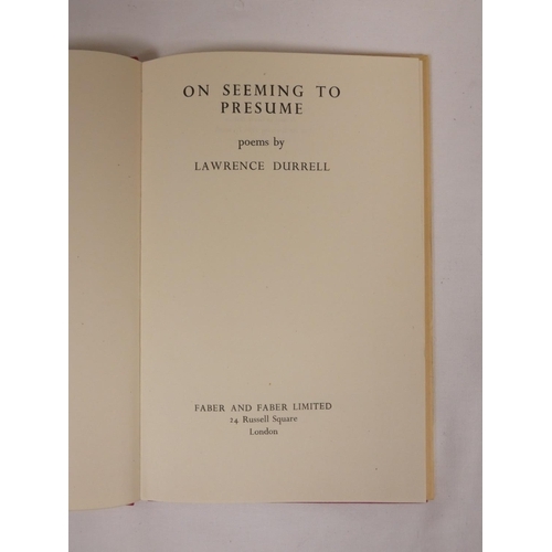 75 - DURRELL LAWRENCE.  On Seeming to Presume. Orig. red cloth in unclipped d.w. 1st ed., 1948; with a Ch... 