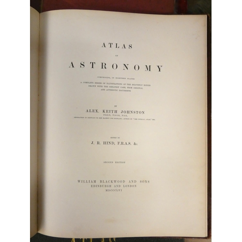 102 - Atlases.  9 various 19th cent. atlases incl. Johnston's Atlas of Astronomy & Stieler's... 