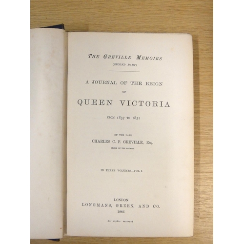 107 - GREVILLE C. C. F.  Journals of the Reigns of George IV, William IV & Victoria. 8 vols.... 