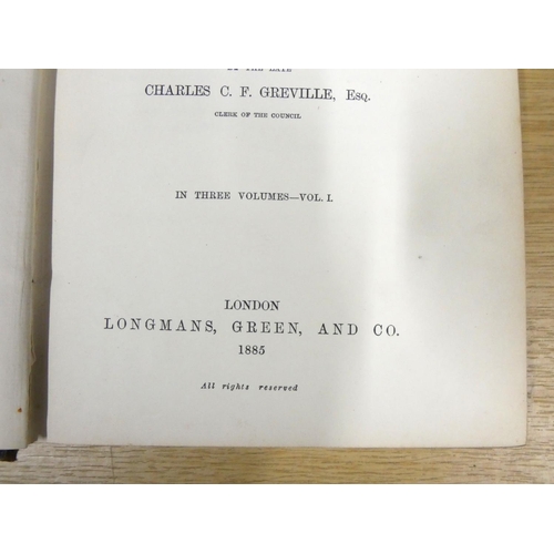 107 - GREVILLE C. C. F.  Journals of the Reigns of George IV, William IV & Victoria. 8 vols.... 