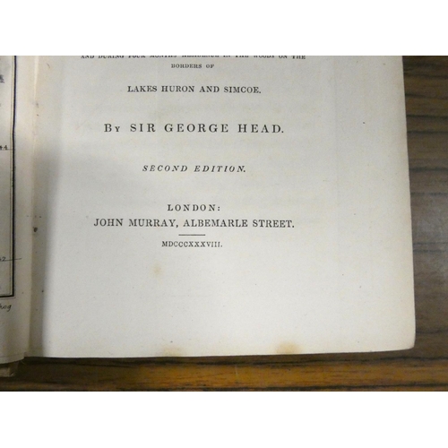 215 - HEAD SIR GEORGE. Forest Scenes and Incidents in the Wilds of North America. Fldg. frontis. map, hand... 