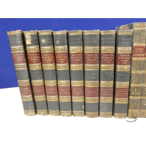 84 - SCOTT SIR WALTER.  Poetical Works. The set of 8 vols. 12mo. Calf, gilt backs. Edinburgh, 1822; also ... 