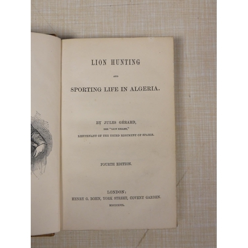 82 - GERARD JULES.  Lion Hunting & Sporting Life in Algeria. Eng. frontis & plates. Calf prize bd... 