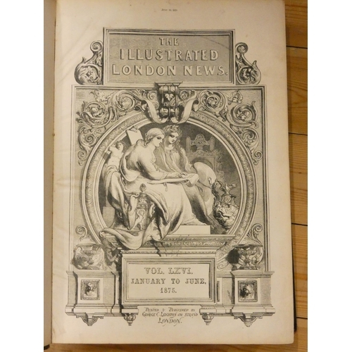 112 - Illustrated London News.  Bound vols. 67 & 68. Folio. Poor bdgs. but contents good. 1875.... 