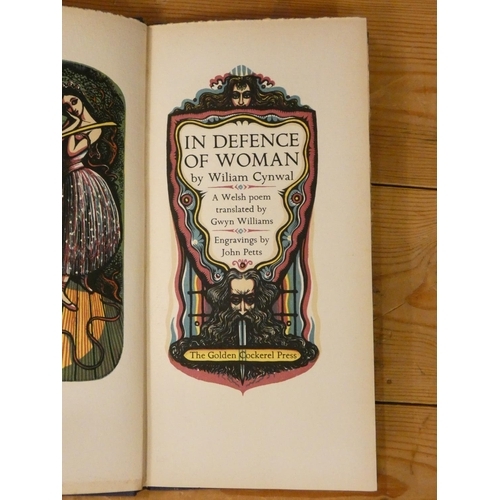 172 - GOLDEN COCKEREL PRESS.  Wiliam Cynwal, In Defence of Woman. Ltd. ed. 392/500. Coloured wood engraved... 