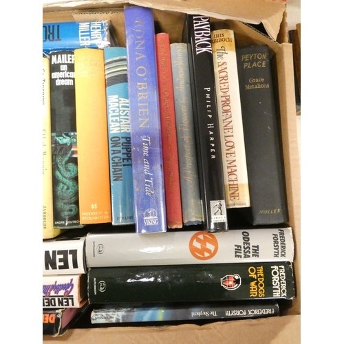 80 - First Editions.   A carton of 1st eds., some in d.w's, incl. Len Deighton & Frederick Forsyth. (... 