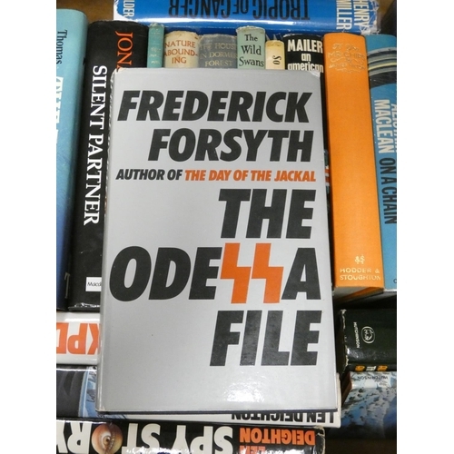 80 - First Editions.   A carton of 1st eds., some in d.w's, incl. Len Deighton & Frederick Forsyth. (... 