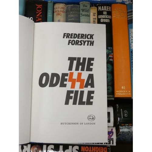 80 - First Editions.   A carton of 1st eds., some in d.w's, incl. Len Deighton & Frederick Forsyth. (... 