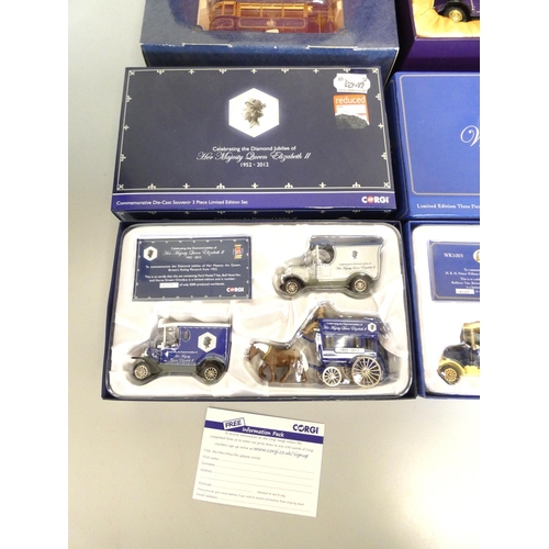 192 - Corgi. Four Royal Commemorative boxed models to include QEII Diamond Jubilee set 1288 / 5000, 2011 W... 