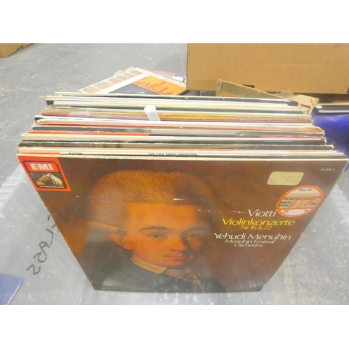 109 - Large box of classical records to include Mozart, Bach etc.