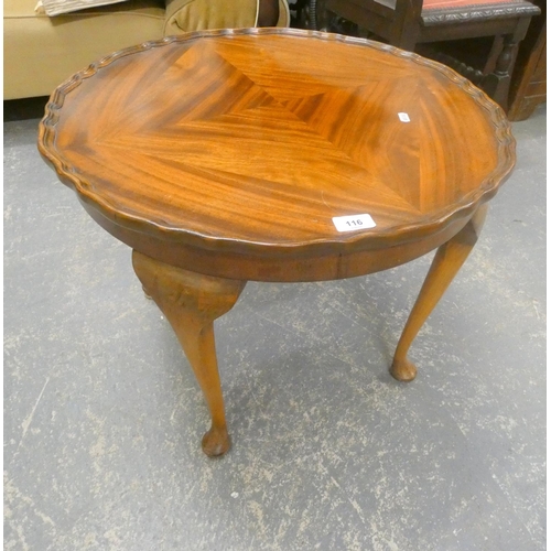 116 - Round mahogany pie crust edge side table.