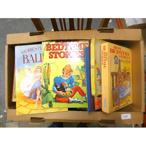 137 - Box of vintage children's books including Broons, Beezer etc