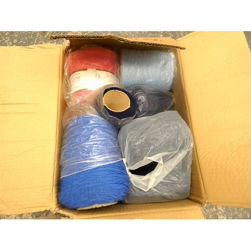 138 - Large box of knitting machine wool