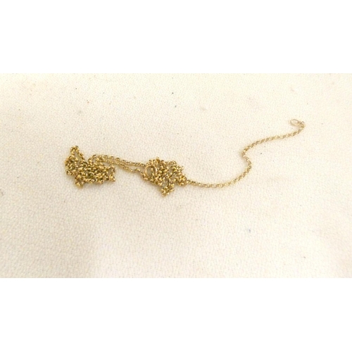 145 - Small 9ct gold belcher chain. 2 grams.