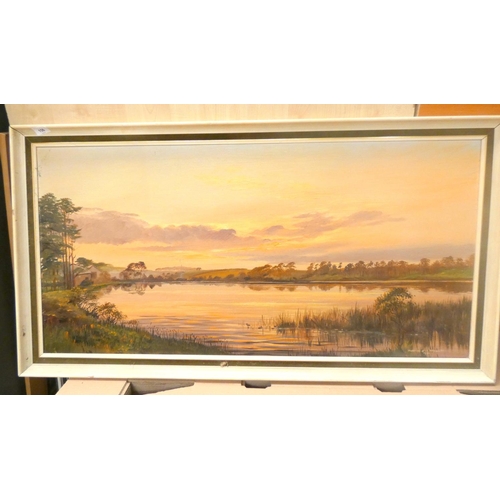 156 - Alan Bengall Charlton (1913 - 1981)Langley DamOil on canvas.100cm x 49cmSigned to lower right and da... 