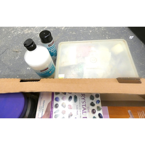 163 - Large box of craft making including glue gun, beads, costume jewellery.